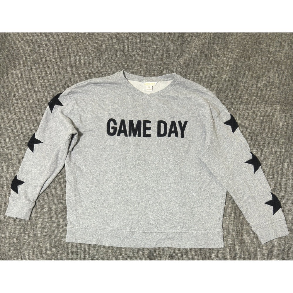 Shiraleah Women XL Sweatshirt Game Day Star Sleeve Gray Heathered Cotton